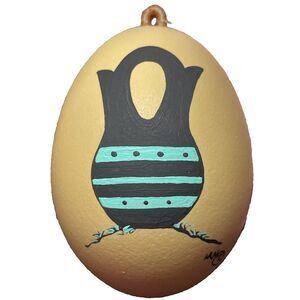Painted Artist Signed Real Egg New Mexico Southwest Wedding Vase Ornament‎